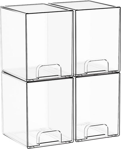 7.5"H Stackable Storage Drawers, 4 Pack Clear Acrylic Drawer Organizer - Image 9