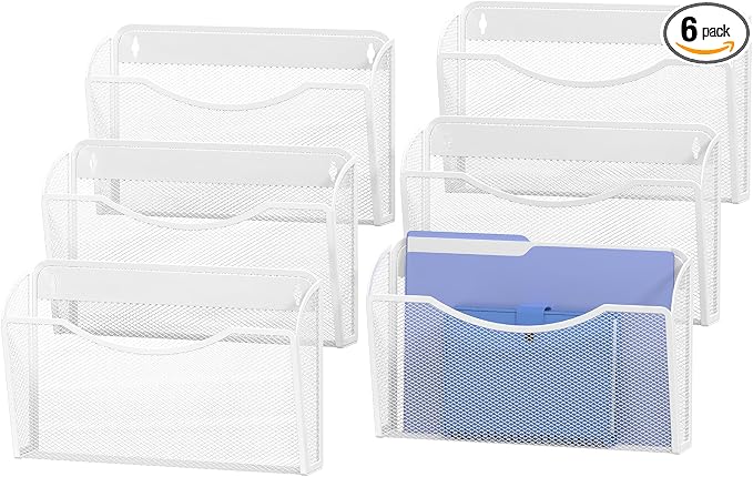 MINDEPOT Wall File Organizer, Hanging Wall File Holder, 6 Pack, Metal Mesh Wall by MINDEPOT