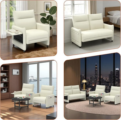 3-Piece Living Room Sofa Set, Faux Leather Loveseat & Accent Chairs Set of 2 - Image 9