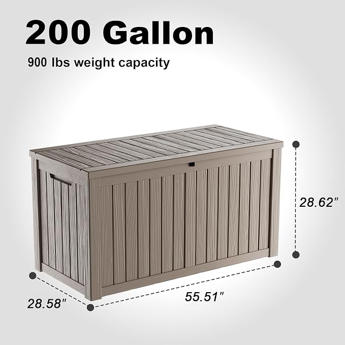200 Gallon Waterproof Outdoor Storage Box, UV Resistant Resin Deck Box - Image 2