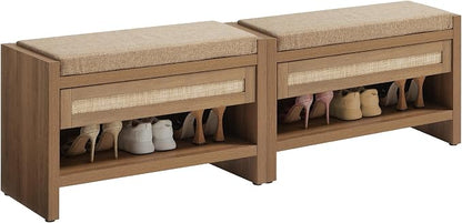 SICOTAS Rattan Shoe Bench Entryway Bench by SICOTAS