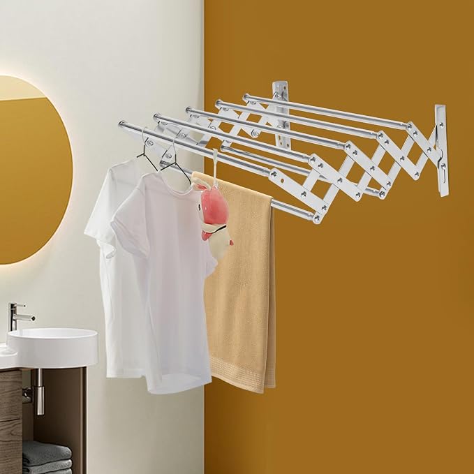 Wall Mounted Laundry Drying Rack, Retractable Clothes Drying Rack - Image 2