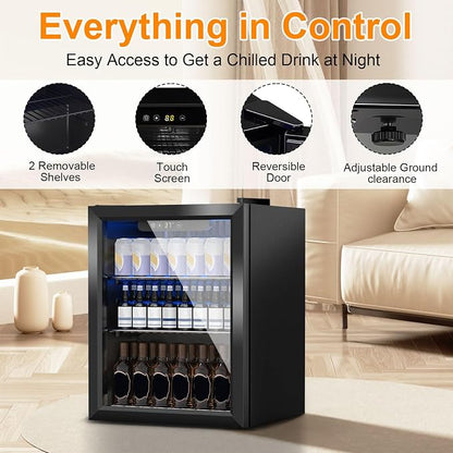 Beverage Refrigerator Cooler, 72 Can Mini Fridge Glass Door - Image 2