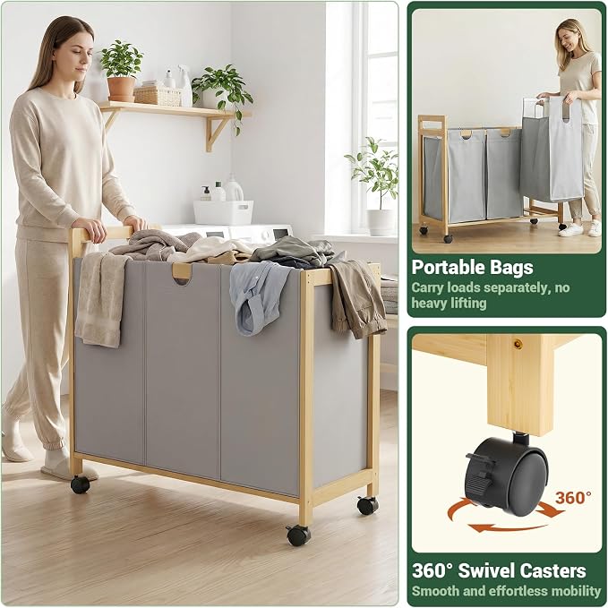 Homykic 250L Laundry Sorter Cart - Image 5