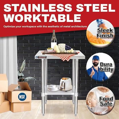 DuraSteel 24x24 Stainless Steel Work Table - Image 3