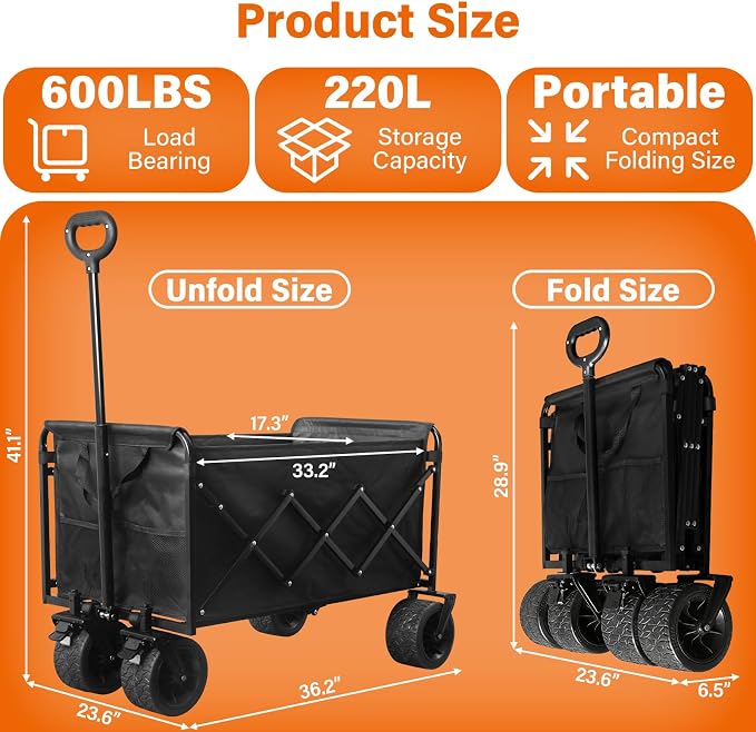 Extra-Large Heavy-Duty Wagons carts Foldable - Image 5