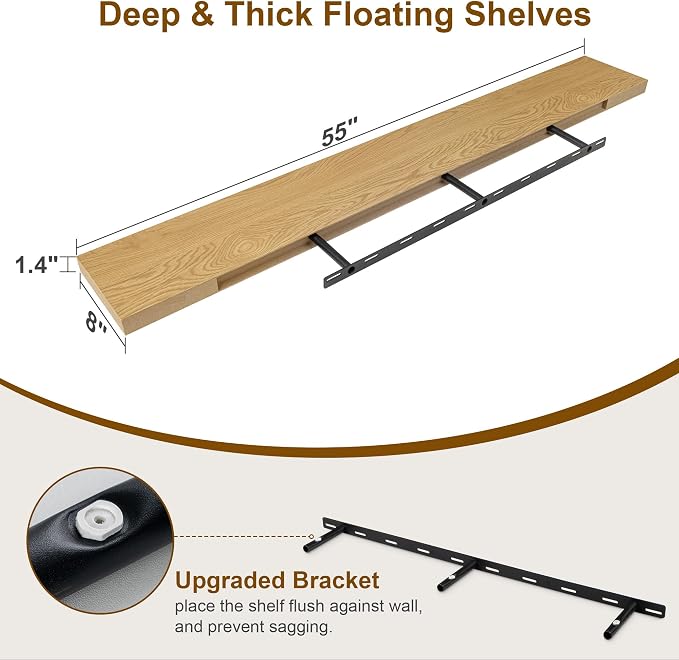 Fun Memories Floating Shelves 55 Inch Long, 8 Deep Floating Shelves - Image 3
