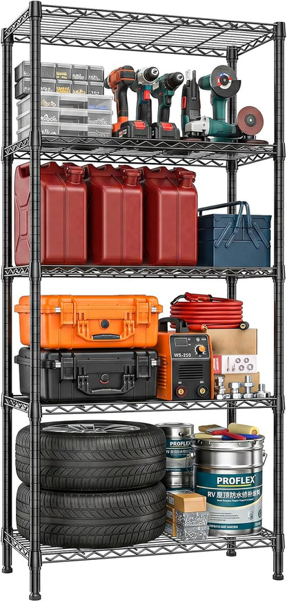 5-Tier Shelving Unit, 1250 Lbs Wire Rack Shelving, Adjustable Storage Rack by IZEUK
