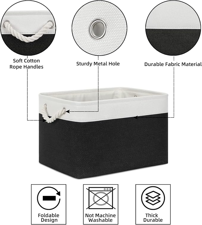 Bidtakay Black Storage Baskets for Shelves Collapsible Organizer Baskets for - Image 6