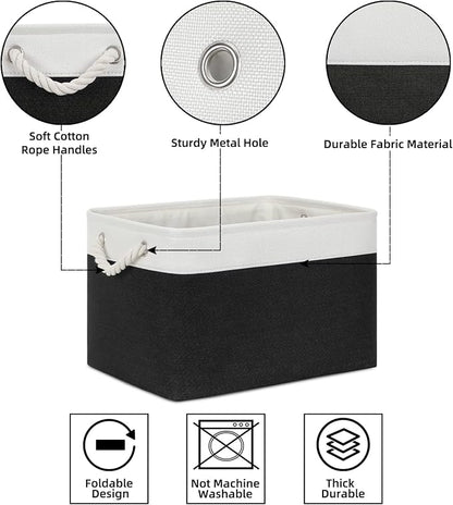 Bidtakay Black Storage Baskets for Shelves Collapsible Organizer Baskets for - Image 6