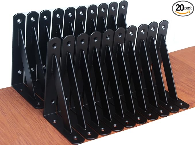 20 Pack L6 x H 4" Black Heavy Duty Shelf Brackets by MHMYDZ