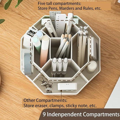 Pencil Pen Holder for Desk, 9 Slots 360 Degree Rotating Desk Organizer - Image 4