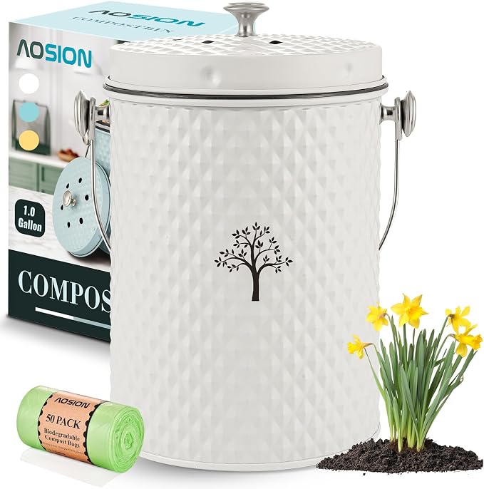 AOSION Countertop Kitchen Odorless Compost Bin by AOSIONUSA