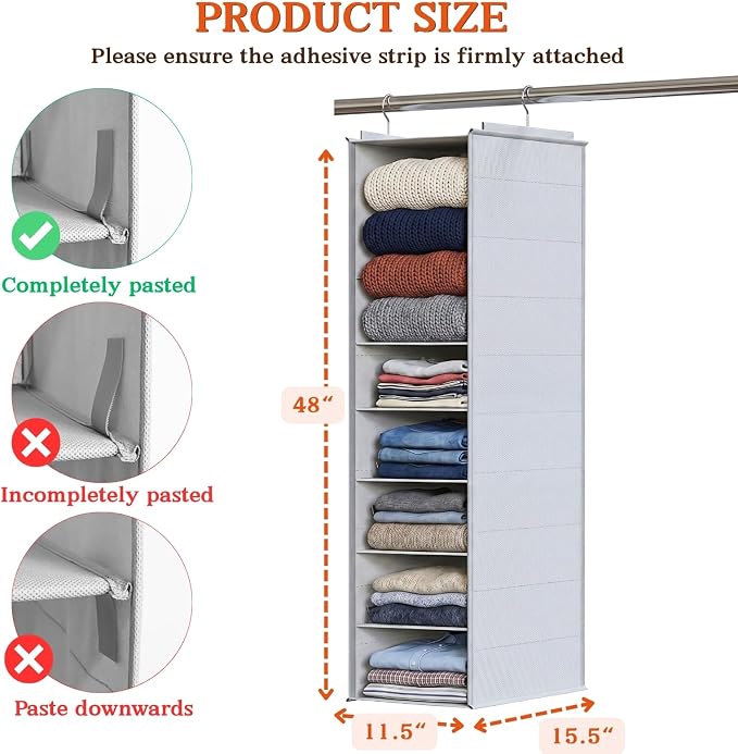 Deep Pocket Hanging Closet Organizer, 8 Tier Hanging Shoe Organizer | - Image 5