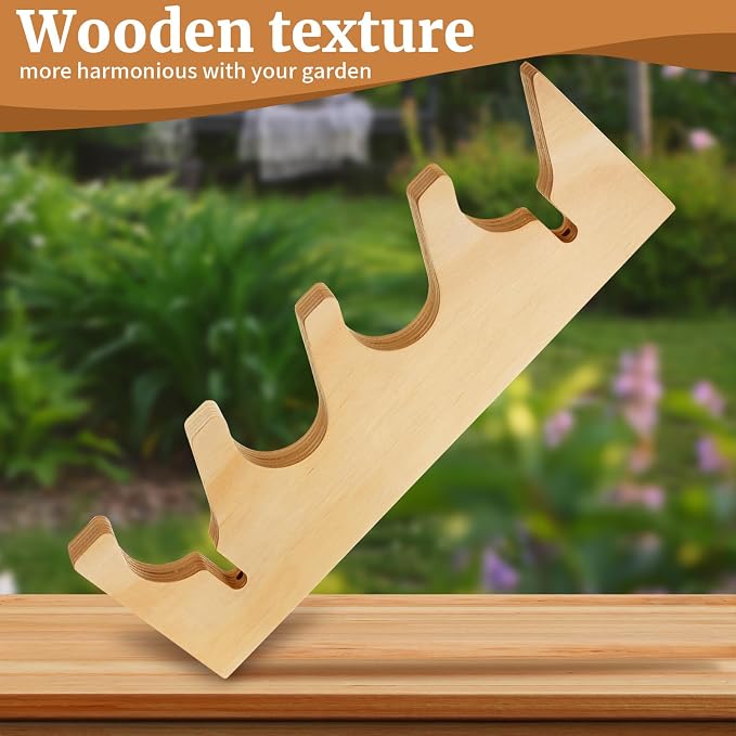Beeveer 2 Pairs Pine Wood Garden Tool Organizer Wall Mount Garage Shed Yard - Image 3