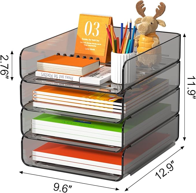 FANXIYQ 4-Tier Acrylic Paper Tray Organizer, Tool-Free Design - Image 5