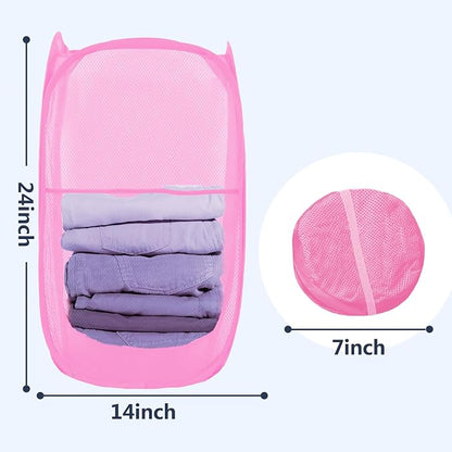Pop Up Laundry Hamper, Mesh Laundry Basket Collapsible, Foldable Hamper - Image 2