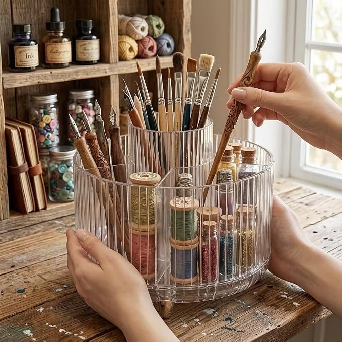 360 Degree Rotating Desktop Organizer, Makeup Brushes, Desktop Stationery - Image 3