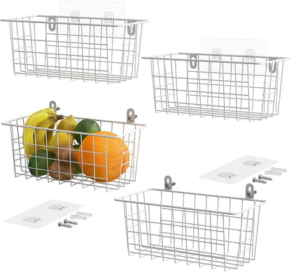 MaraFansie Hanging Kitchen Baskets Wire Storage Basket Adhesive and Screws by MakeStorageMoreFun