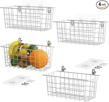 MaraFansie Hanging Wire Baskets Kitchen Storage Basket Adhesive and Screws by MakeStorageMoreFun