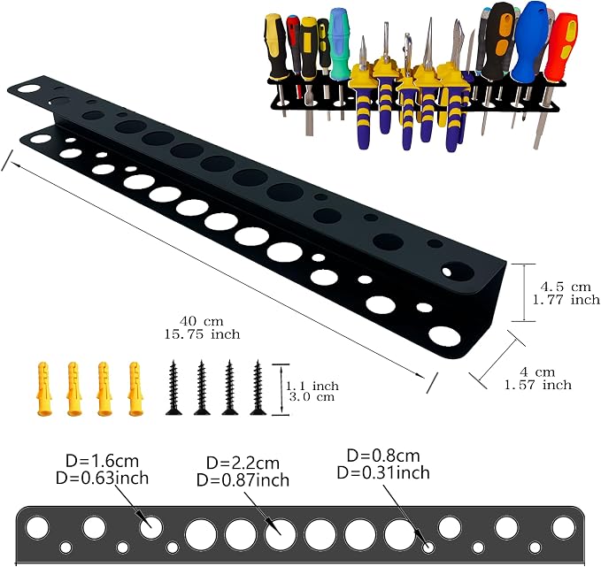 Screwdriver Organizer, Pliers Rack, Heavy Duty Wall Mounted Tool Storage Rack - Image 2