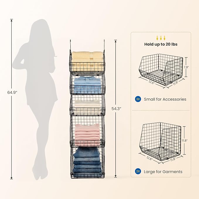 5 Tier Metal Hanging Closet Organizer - Image 3