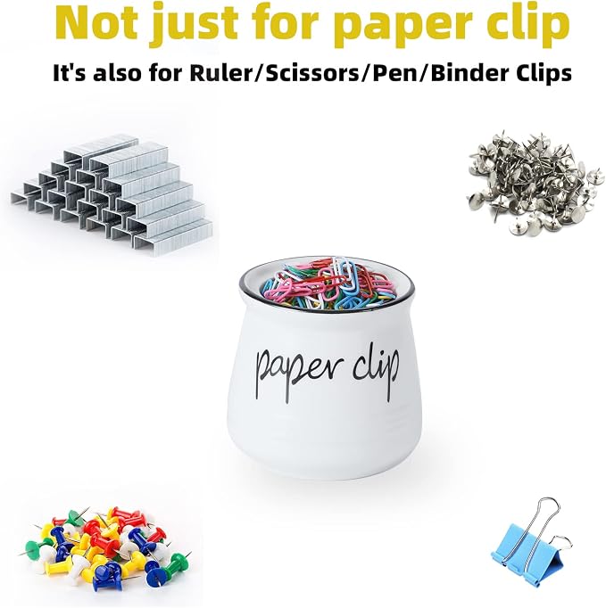 ONTUBE Farmhouse Paper Clip Holders, Ceramic Binder Clip Dispenser Organizer - Image 2