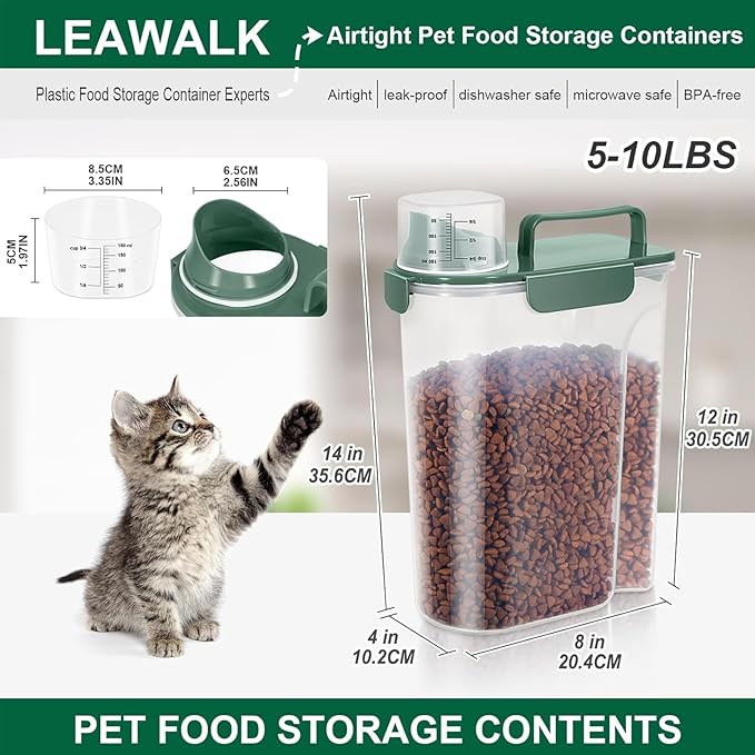 5-7Lbs Cat Dog Storage Container, Portable Pet Food Containers - Image 2
