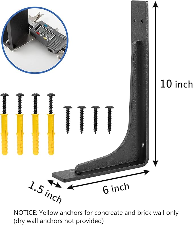 10"x 6"Shelf Bracket, L Shelf Brackets, max Load 300lbs, Premium Alloy Metal - Image 2