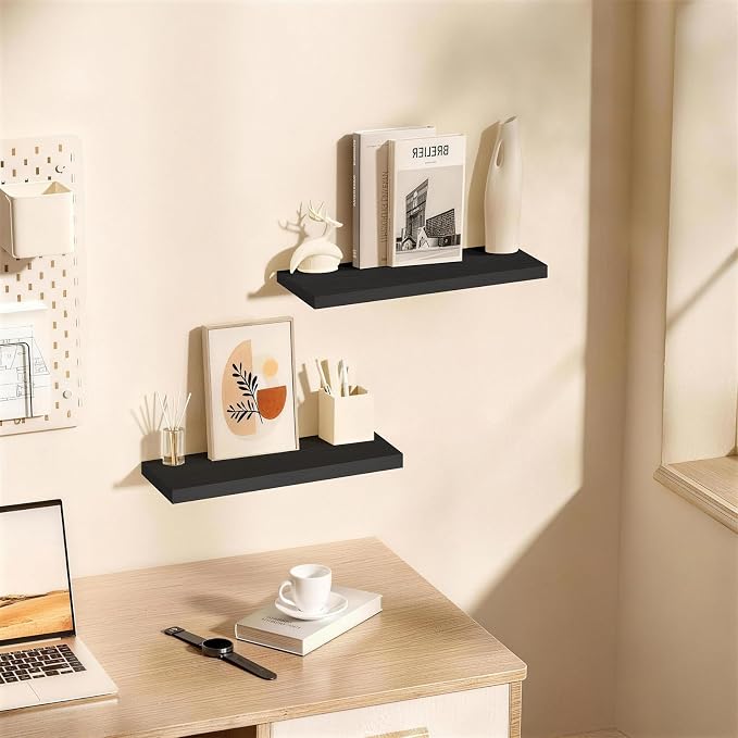 BAYKA Floating Shelves for Wall, 22.5 inches Black Wall Shelves for Bathroom - Image 4