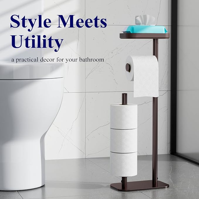 Kitsure Toilet Paper Holder Free Standing – Rustproof Metal Toilet Paper Stand - Image 7