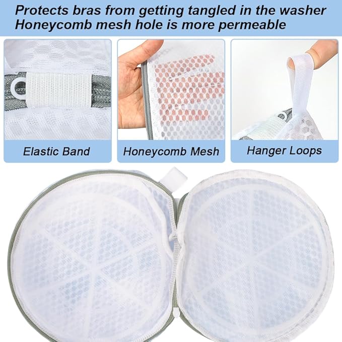 Vivifying Bra Bags for Laundry, 2 Pack Honeycomb Mesh Bra Washing Bags for - Image 3