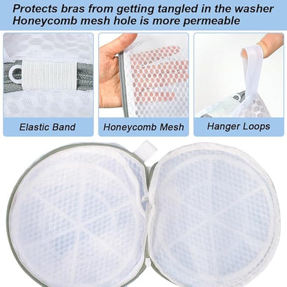 Vivifying Bra Bags for Laundry, 2 Pack Honeycomb Mesh Bra Washing Bags for - Image 3