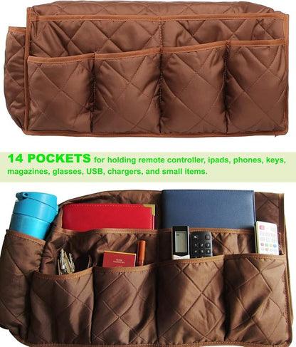 Armchair Caddy for Recliner Organizer Brown Coffee Sofa Armrest Organizer - Image 9