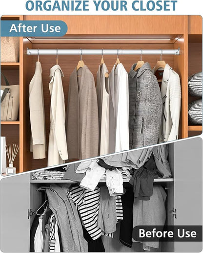 Heavy Duty Oval Closet Rod for Hanging Clothes, 17.8-31 Inch Adjustable Closet - Image 5