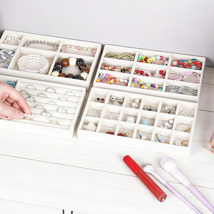 8 PCS Velvet Jewelry Trays, Stackable Jewelry Organizer Trays - Image 7