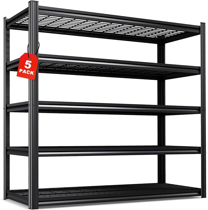 Set of 5 Garage Shelving-72"x59"x20"-5 Tier Storage Shelves, Adjustable Heavy by CreatingaComfortableLiving
