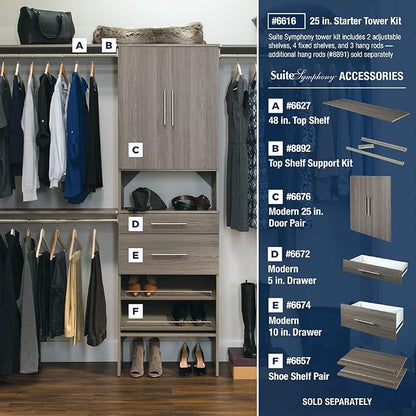 ClosetMaid SuiteSymphony Wood Top Closet Shelf, 48-Inch Wide, Graphite Grey - Image 7