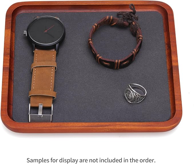 Wooden Jewelry Display Tray Rounded Rectangle Ring Showcase Stackable Elegant - Image 4