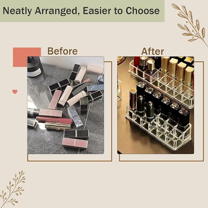 4 Pack Lipstick Organizer, 12 Slot Clear Acrylic Lipstick Holder, Makeup - Image 4