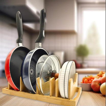 Bamboo Pot Lid Organizer for Cabinet & Kitchen Counter, Pan Lid Organizer - Image 4
