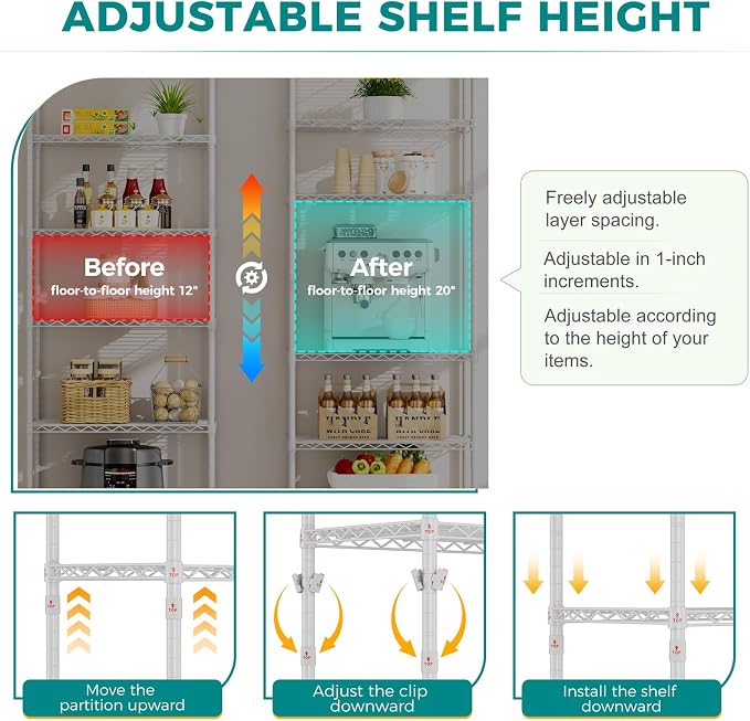 SINGAYE Shelf Wire Shelving Adjustable Storage Shelves Rack Standing Units - Image 4