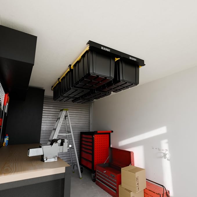 HANDT Overhead Garage Storage Rack, Connectable Heavy Duty Metal Ceiling Rails - Image 6