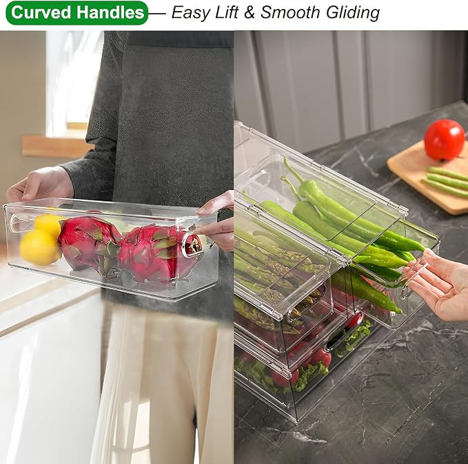 Taiuloo 2 Pack Stackable Refrigerator Organizer Bins - Image 4