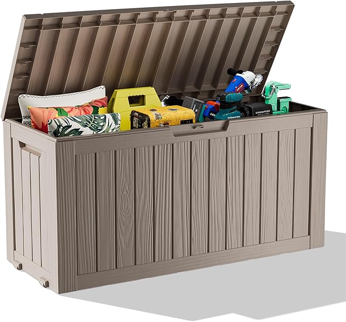 76 Gallon Outdoor Deck Box, Storage Lockable Waterproof Patio Furniture by MAIUSCOLI