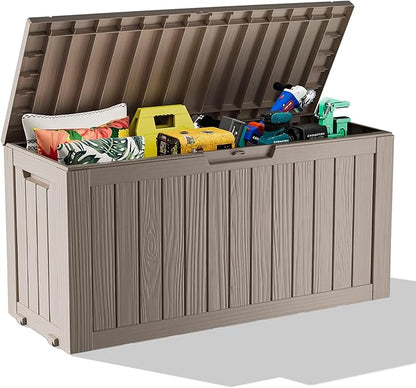 76 Gallon Outdoor Deck Box, Storage Lockable Waterproof Patio Furniture by MAIUSCOLI