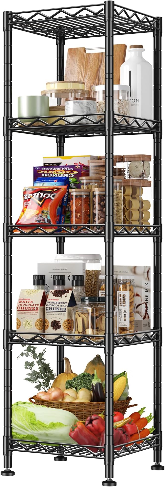 5 Tier Metal Shelving Unit Wire Shelves Storage Rack:Adjustable Storage Shelves by Durayloly