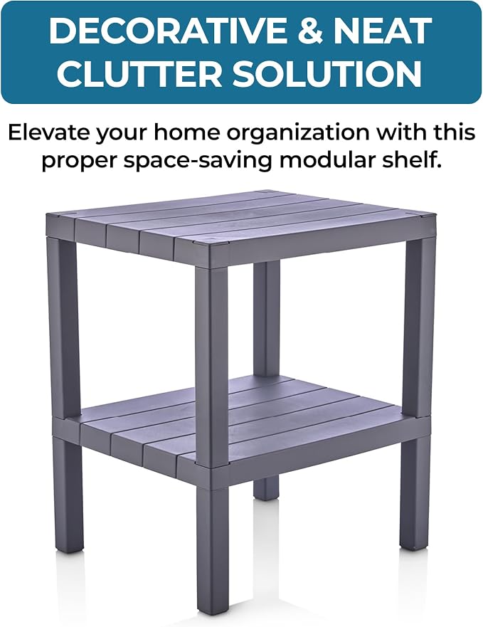 Honey-Can-Do 2-Tier Plastic Storage Shelf, Freestanding, closet or office - Image 4