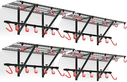 PLKOW Garage Wall Shelving 4-Pack Includes Bike Hooks, Sturdy Adjustable Garage by PLKOW