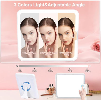 Makeup Box with Led Mirror, Travel Train Hard Case with Rechargeable Lighted - Image 3